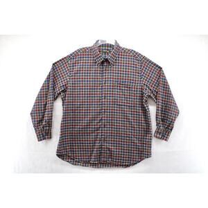 Orvis Luxury Flannel Shirt Men's XL Red White Blue Plaid Long Sleeve Button Down